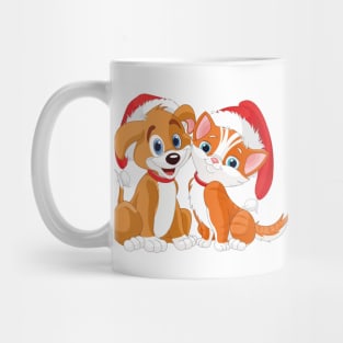 X-MAS Kitten and Puppy Mug